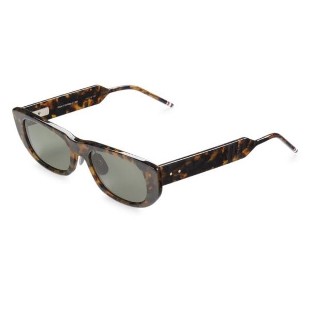 THOM BROWNE HAVANA/SMOKE ACETATE OVAL UNISEX SUNGLASSES TBS417-53-02AF